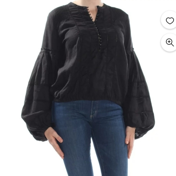 Free People Tops - Free People Black Ballon Sleeves,Peasant Top, Size S.